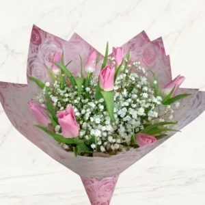 Bouquet Exclusivo de 8 Tulipanes Rosados Importados