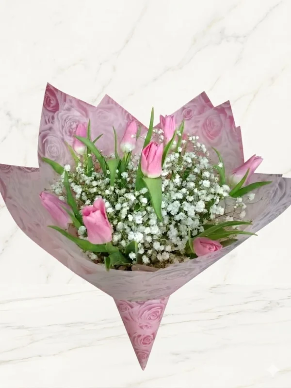 Bouquet Exclusivo de 8 Tulipanes Rosados Importados